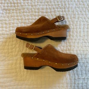 M. Gemi Greta Backstrap shearling clogs
